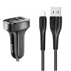 АЗП Usams C13 2.1A Dual USB + U35 Lightning cable (1m)