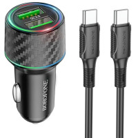 АЗП Borofone BZ21 Brilliant 48W PD30W+QC3.0 (1Type-C/1USB) + Type-C to Type-C