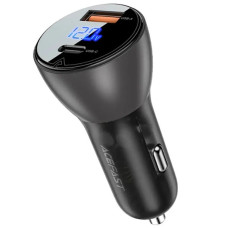 АЗП Acefast B6 metal car charger 63W (USB-A + USB-C) with digital display