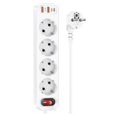 Подовжувач Hoco NS1 Aura PD20W (2USB/1Type-C/4xSocket)