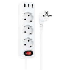 Подовжувач Hoco NS2 (3USB/3xSocket)