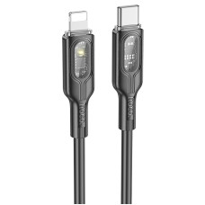 Дата кабель Hoco U120 Transparent explore intelligent power-off PD 27W Type-C to Lightning (1.2m)