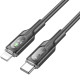 Дата кабель Hoco U120 Transparent explore intelligent power-off PD 27W Type-C to Lightning (1.2m)